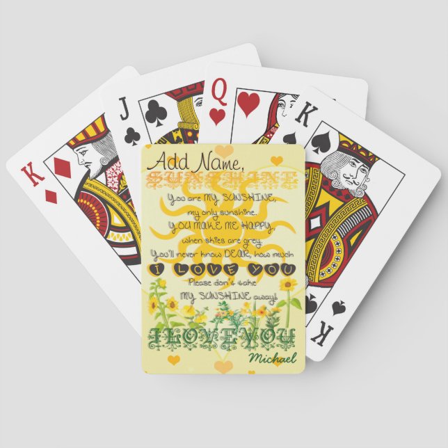 Gewohnheit sind Sie mein Sonnenschein addieren Spielkarten (Rückseite)