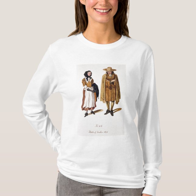 Gewohnheiten von Quäkern, 1675 (farbiger Stich) T-Shirt (Vorderseite)