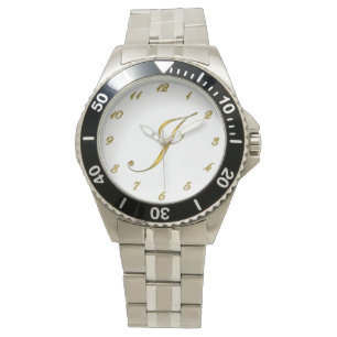 Gewohnheits-Uhren der Goldmonogramm-Initialen-J Armbanduhr