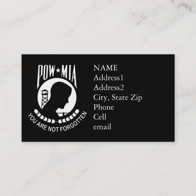 Gewohnheits-Visitenkarte KRW POW/MIA Visitenkarte (Vorderseite)
