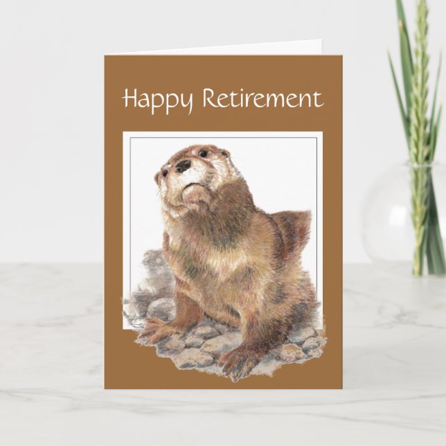 Gewohnheitsmäßig, sonnige Pension, Otter, Aquarell Karte (Vorderseite)