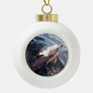 Gewöhnliche Delfin-Ozeanwelle-Winterszene Keramik Kugel-Ornament