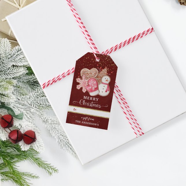 Gewohnt, frohe Weihnachten, Rot und Gold, Cookies Geschenkanhänger (Von Creator hochgeladen)
