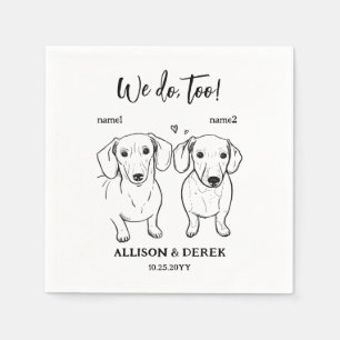 Gewohnt machen wir zu 2 Zeichnend Hunde Hochzeit Serviette