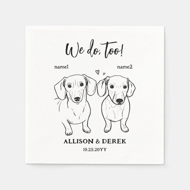 Gewohnt machen wir zu 2 Zeichnend Hunde Hochzeit Serviette (Vorderseite)