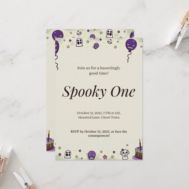 Gewohnte Einladung nach einem Halloween-Party (Vorderseite/Rückseite Beispiel)