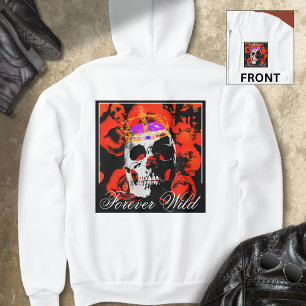 Gewohnte Gothic Skull-Rote Rosen Hoodie