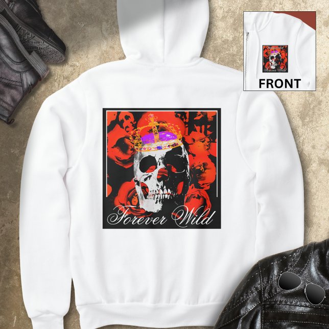 Gewohnte Gothic Skull-Rote Rosen Hoodie (Von Creator hochgeladen)