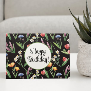 Gewohnte, helle Wildblumen glücklich zum Geburtsta Karte