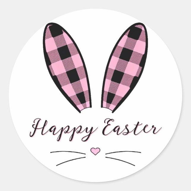 Gewohnte karierte Ohren Ostern Runder Aufkleber (Vorderseite)