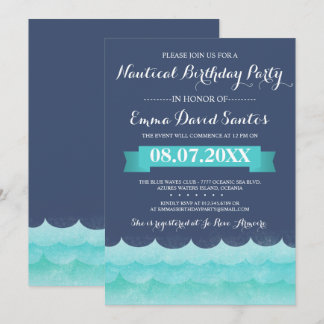 Gewohnte Marine Nautical Birthday Party Einladung