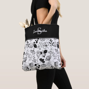 Gewohnte schwarze Blüten Tasche