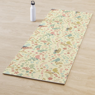 Gewohnte Vögel und Zweige Gelb Yogamatte
