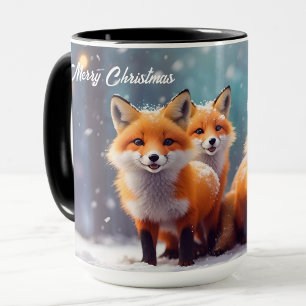 Gewohnte Weihnachtsfüchse in einem Schneewald - Ni Tasse