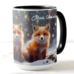 Gewohnte Weihnachtsfüchse in einem Schneewald - Ni Tasse