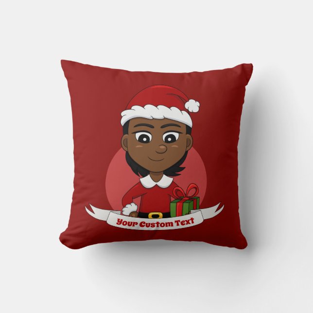 Gewohnte Weihnachtsmädchen Cartoon werfen Kissen (Vorderseite)