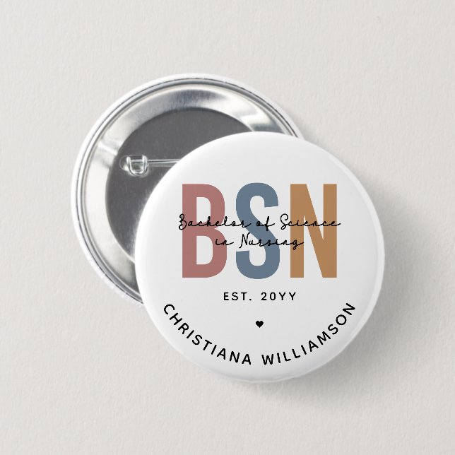 Gewohnter BSN-Bachelor der Wissenschaft in der Kra Button (Vorne & Hinten)
