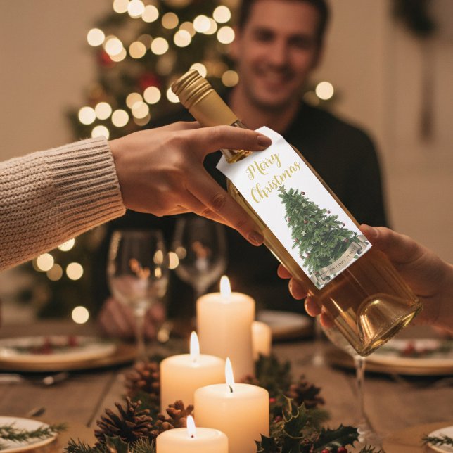 Gewohnter froher Weihnachtsbaum aus unserer Famili Flaschenanhänger (Merry Christmas from my family to yours! Perfect gift tags for your wine. Just add your name)