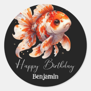 Gewohnter Goldfisch Geburtstag modern einfach Runder Aufkleber