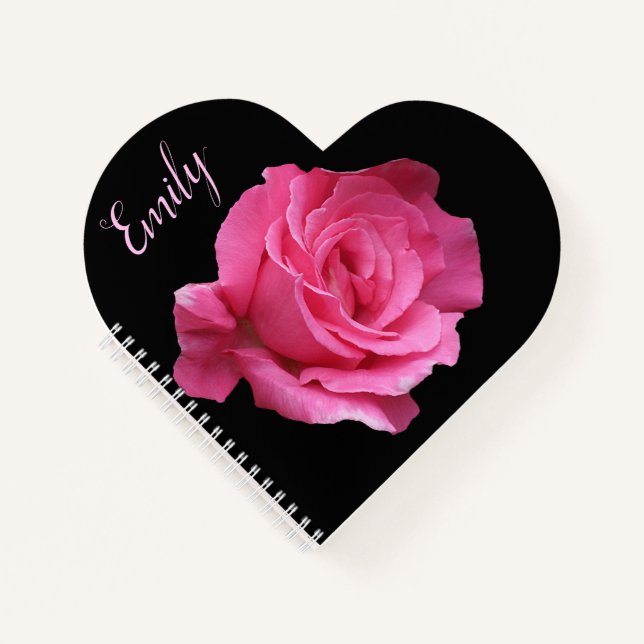 Gewohnter Name Emily hübsch rosa Rosa Blütenblüte Notizbuch (Vorderseite)