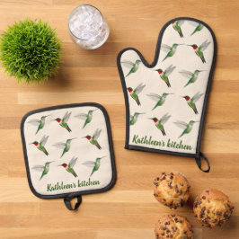 Gewohnter Ruby-throated Hummingbird Ofenhandschuh & Topflappen-Set
