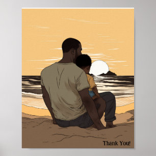 Gewohnter Sonnenuntergang durch Beach Vater und Ki Poster