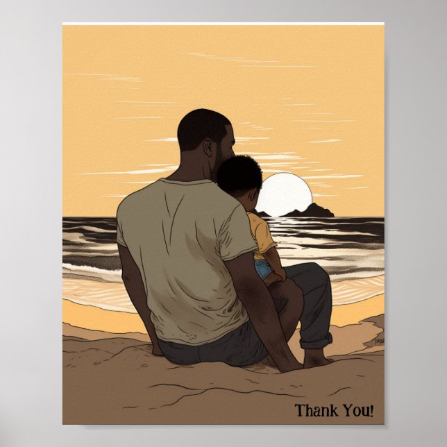 Gewohnter Sonnenuntergang durch Beach Vater und Ki Poster (Vorne)