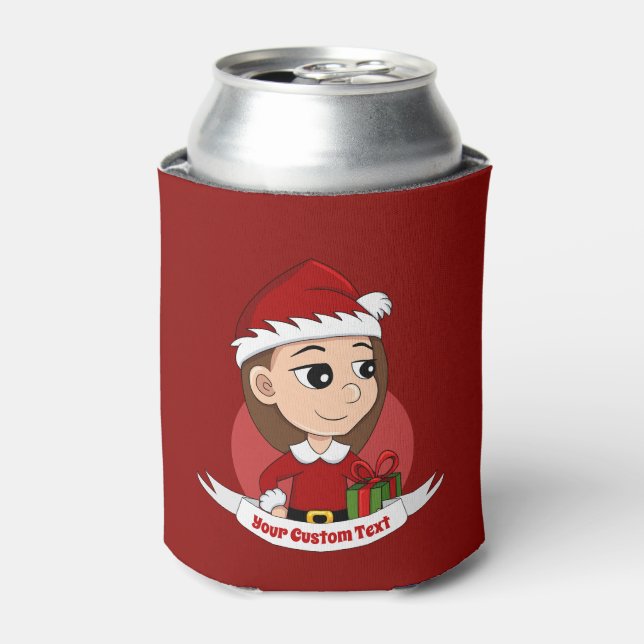 Gewohnter Weihnachtsmädchen Cartoon kann cooler Dosenkühler (Kanne Vorderseite)