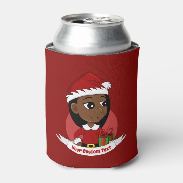 Gewohnter Weihnachtsmädchen Cartoon kann cooler Dosenkühler (Kanne Vorderseite)