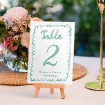 Gewohnter Whimsischer Fun Handgezogenes Olive Gree Tischnummer<br><div class="desc">Erhöhen Sie Ihr Hochzeitsdekor mit unseren bezaubernden Custom Tischnummer Cards! Jede Karte verfügt über einen skurrilen, von Hand gezeichnet, olivgrün anmutenden Rahmen auf einem weißen Hintergrund, der mit einem handgeschriebenen Original-Tisch und personalisierten Namen und Datum geschmückt ist. Was diese Karten wirklich magisch macht, ist ihr umkehrbares Design: auf der einen...</div>