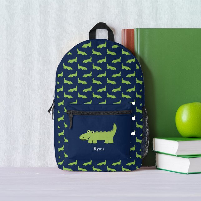 Gewohntes Muster für lustige grüne Alligatoren Bedruckter Rucksack (Von Creator hochgeladen)