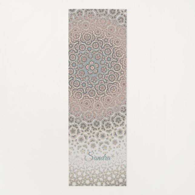 Gewohntes Muster Rosa Mandala Gold Türkis Yogamatte (Vorderseite)