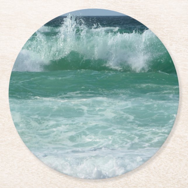 Gewohntes Seascape Sea Waves Beach Trendy Runder Pappuntersetzer (Vorderseite)