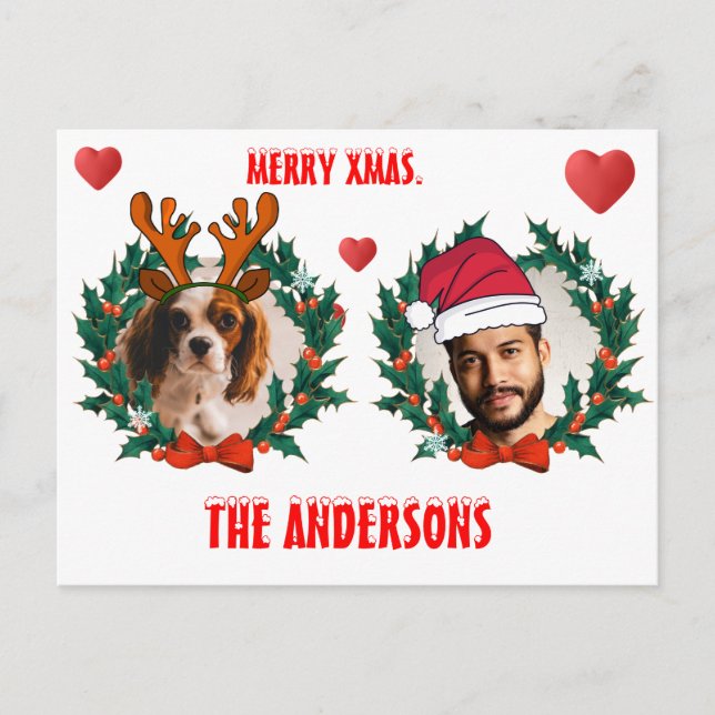 Gewohntes Weihnachtsgesicht ausgeschnitten Rentier Postkarte (Vorderseite)