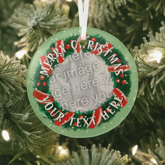 Gewohntes Weihnachtskranz-Foto Ornament Aus Glas (InSitu)