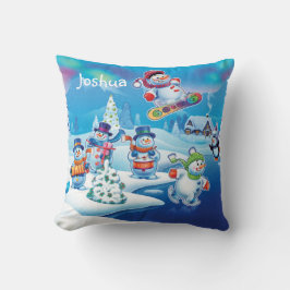 Gewohntes Weihnachtswunder-Wunderland Schneemannsk Kissen