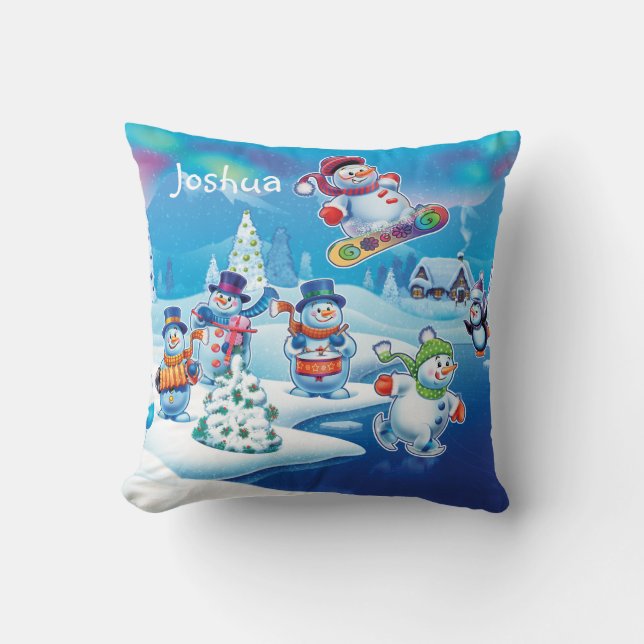 Gewohntes Weihnachtswunder-Wunderland Schneemannsk Kissen (Vorderseite)