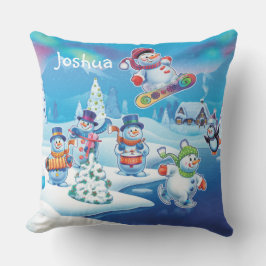 Gewohntes Weihnachtswunder-Wunderland Schneemannsk Kissen