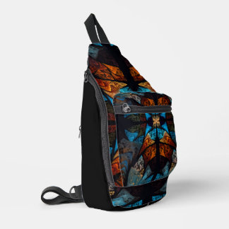 Gewölbter Stern Abstract in Blautönen Crossbody Bag