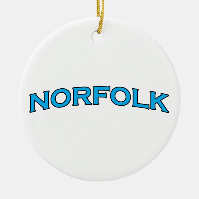 Gewölbtes Text-Logo Norfolks Virginia Keramik Ornament (Vorne)
