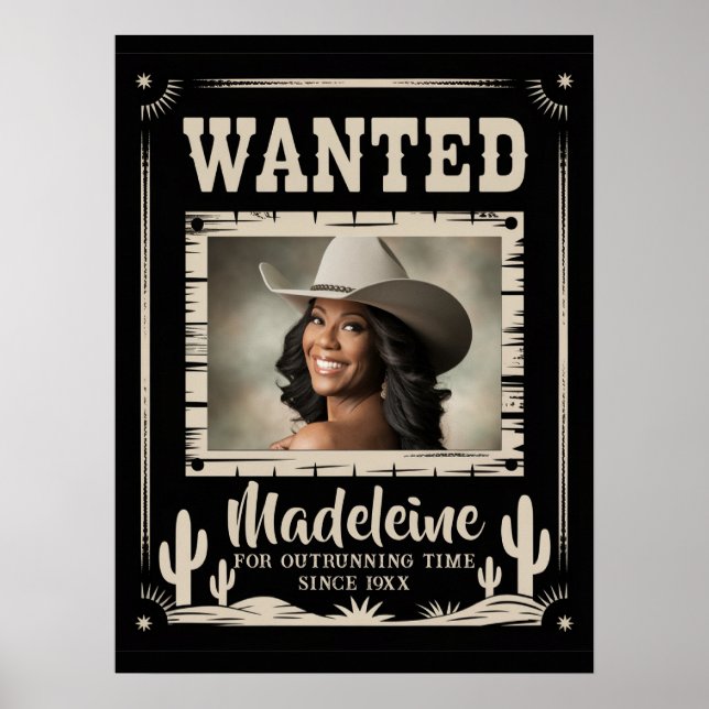 Gewollt alter Wild West Rustikaler Country Fun Geb Poster (Vorne)