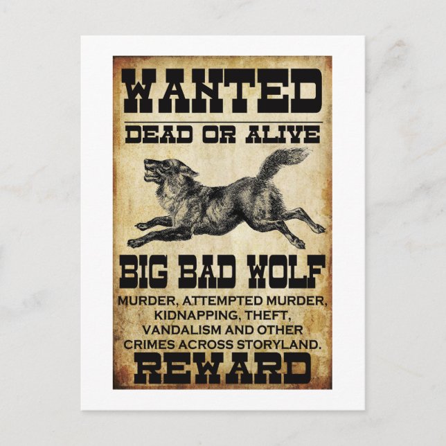 Gewollt: Big Bad Wolf Postkarte (Vorderseite)
