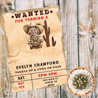 Gewollt Country Western Cactus Girl Birthday Einladung