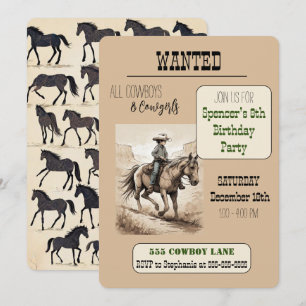 GEWOLLT Cowboy Birthday Party - Riding Cowboy Einladung