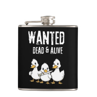 Gewollt Dead & Alive Funny Duck Cartoon Flachmann
