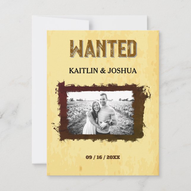 GEWOLLT Foto 🤠 Rustikale Western Hochzeit RSVP Karte (Vorderseite)
