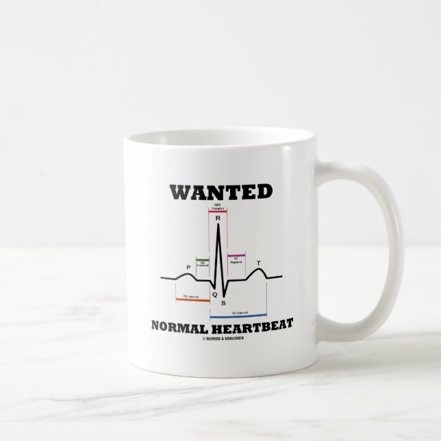 Gewollt normaler Herzschlag (Elektrokardiogramm) Kaffeetasse (Rechts)