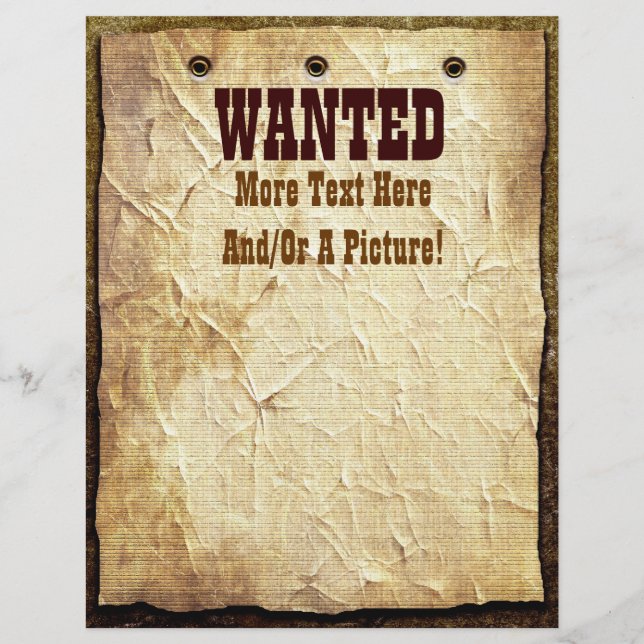 Gewollt Old West Theme Letterhead Stationierung (Vorderseite)
