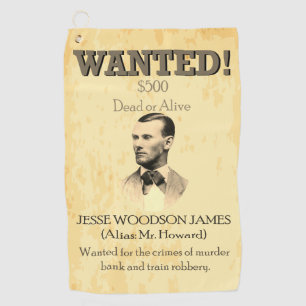 Gewollt Outlaw Jesse James Wild West USA Golfhandtuch