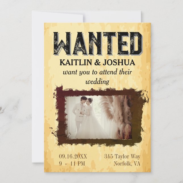Gewollt Poster 💍 🤠 Old West Wedding Foto Einladung (Vorderseite)
